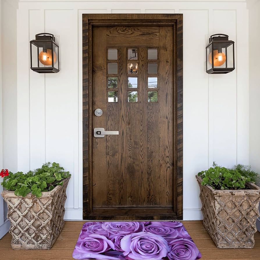 玄関マット 足拭きマット パープル Amazon｜バスマット 足ふき 風呂マット ストラップ 40*60cm 玄関